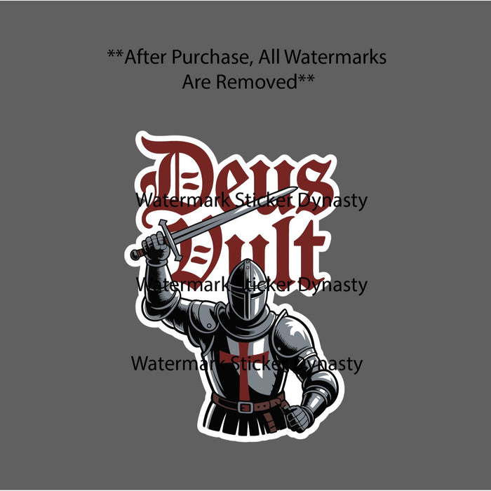 Deus Vult Knight Sticker Waterproof Decal Christian Warrior Faith Jesus Gift NEW