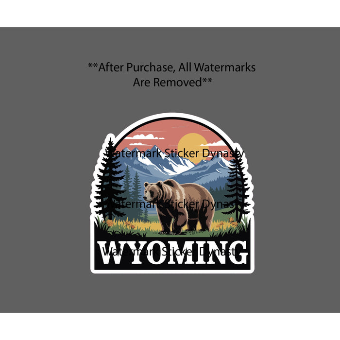 Wyoming Sticker Waterproof Decal State Grizzly Outdoor Nature Wildlife Gift NEW