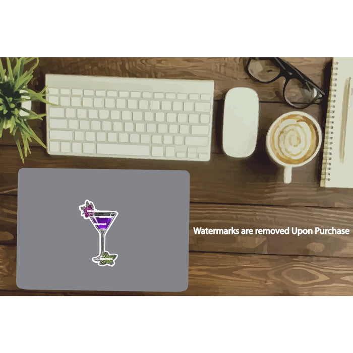 Purple Martini Sticker Cocktail