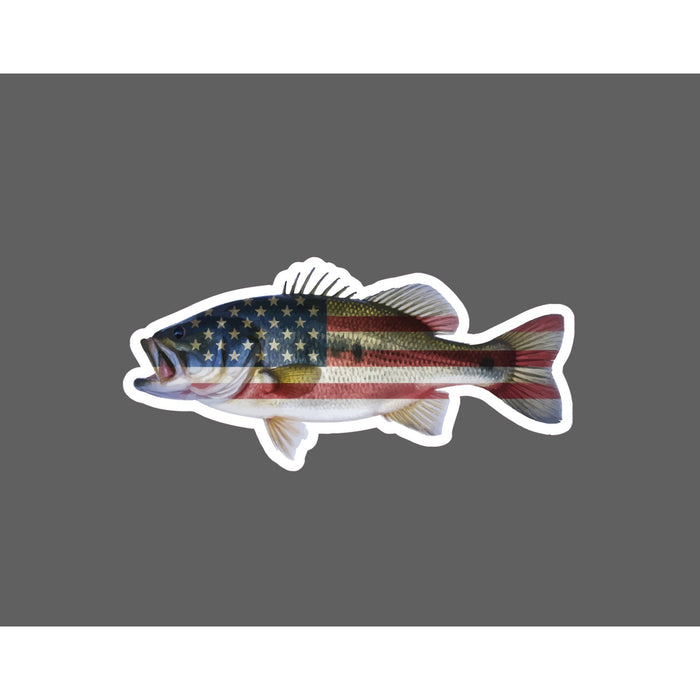 Bass American Flag Sticker Waterproof Decal USA Fish Fishing Outdoor Gift NEW