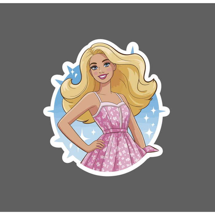 Blonde Doll Sticker Waterproof Decal Princess Beauty Dress Pink Glam Gift NEW