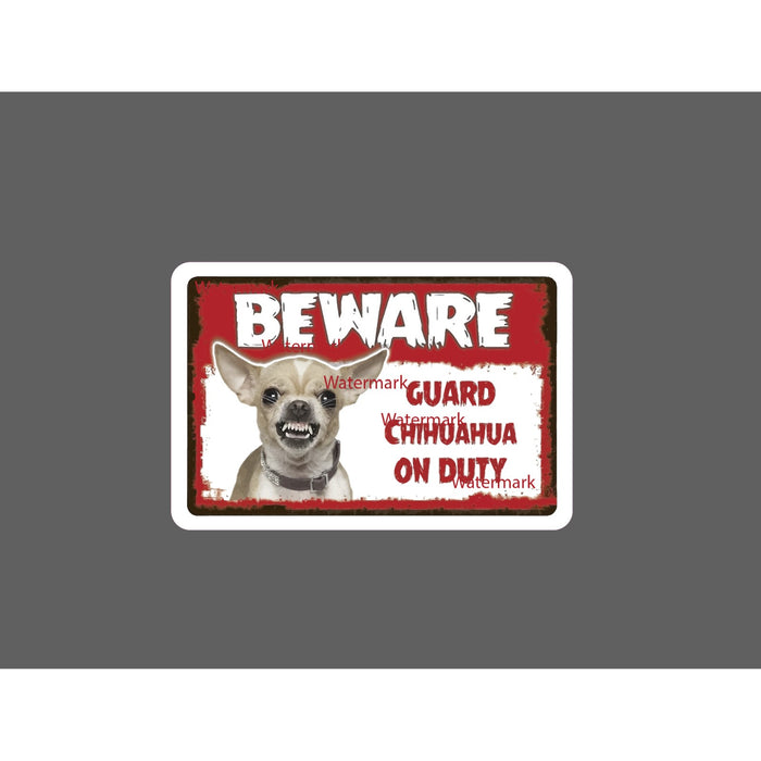 Guard Chihuahua Sticker Beware Warning NEW