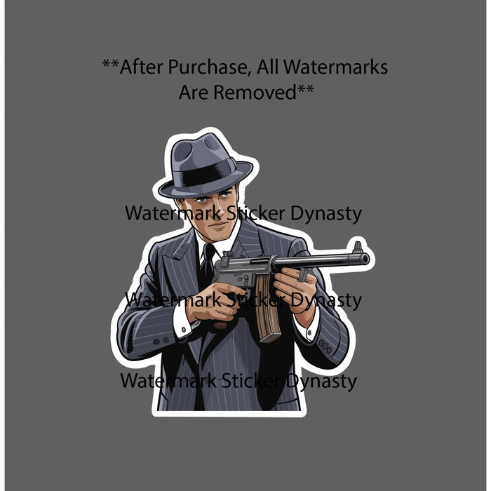 Retro Gangster Sticker Waterproof Decal Tommy Gun Mob Mobster TV Movie Gift NEW