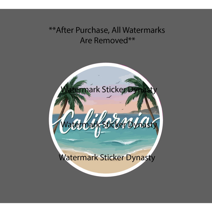 California Beach Scene Sticker Waterproof Decal Outdoor Travel Gift NEW