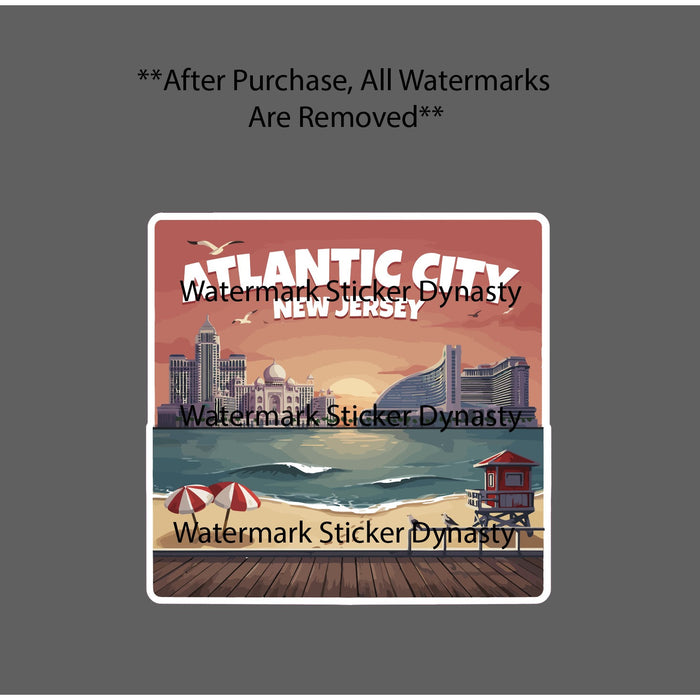 Atlantic City Sticker Waterproof Decal New Jersey State Beach Ocean Gift NEW