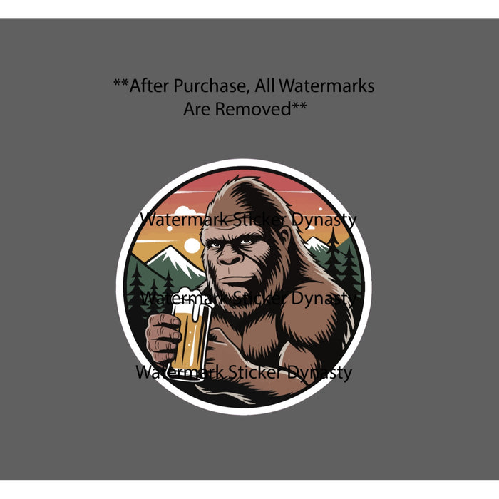 Bigfoot Drinking Beer Sticker Waterproof Decal Funny Outdoor Gift NEW