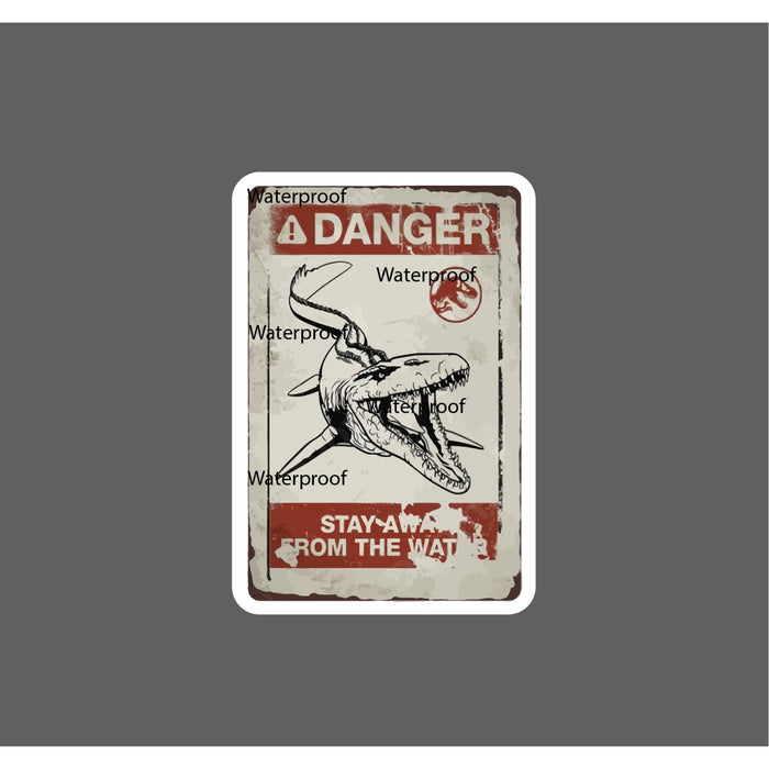 Dinosaur Sticker Danger Ocean Waterproof