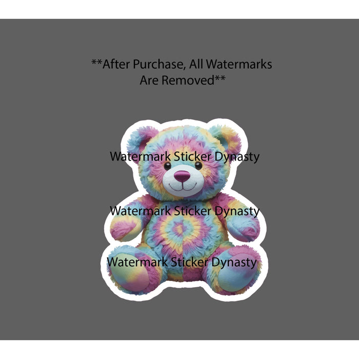 Teddy Bear Sticker Waterproof Decal Tie Dye Plush Animal Toy Cute Gift NEW