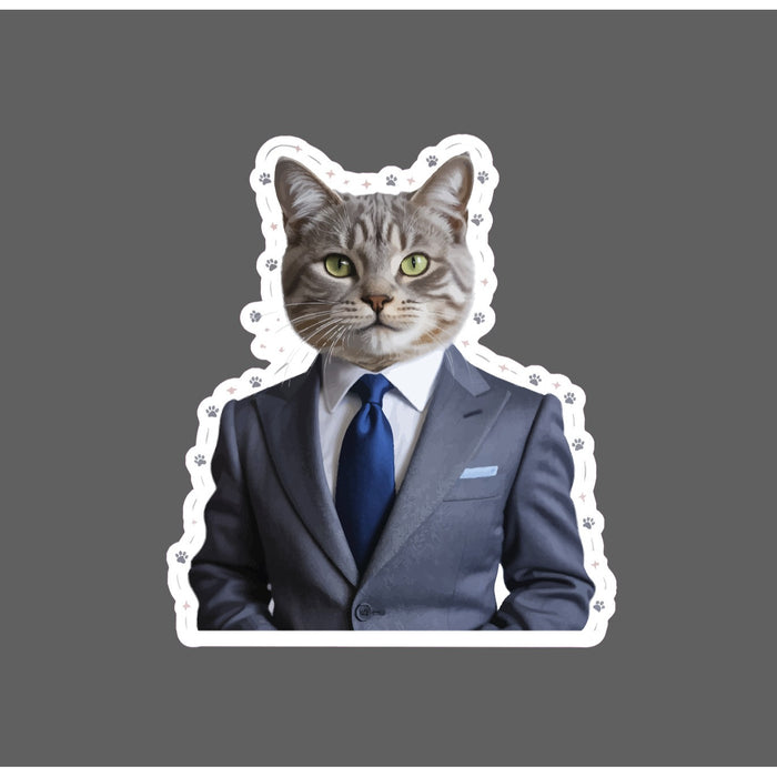 Business Cat Sticker Waterproof Decal Money Suit Tie Work Sales Finance Gift NEW