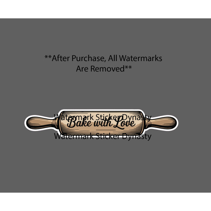 Bake with Love Sticker Baking Rolling Pin Cooking Kitchen Gift Waterproof NEW