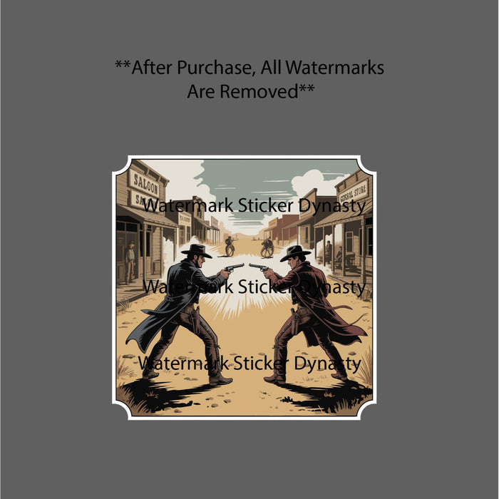 Wild West Shootout Sticker Waterproof Decal Western Sundown Movie TV Gift NEW