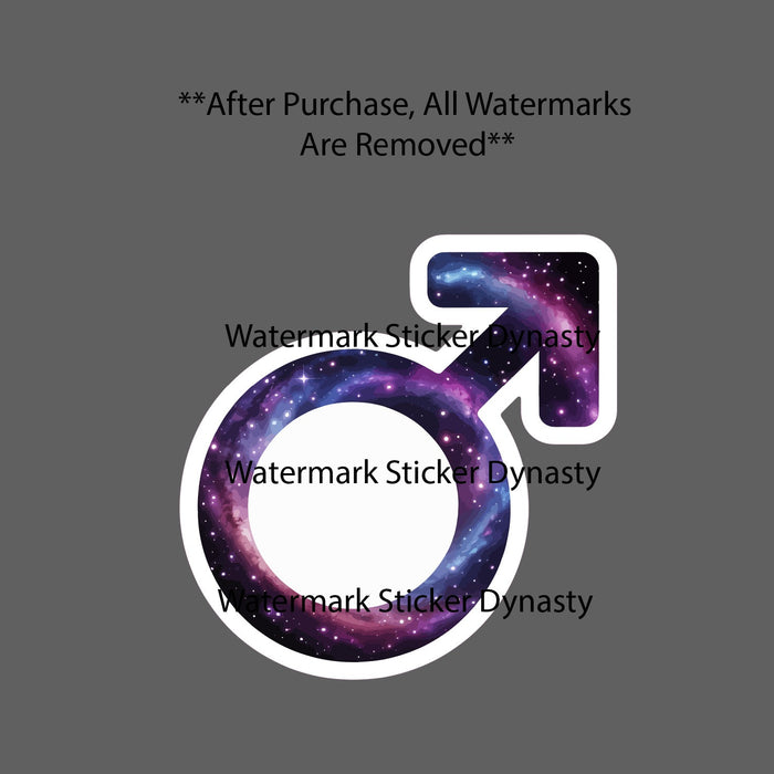 Boy Gender Symbol Sticker Waterproof Decal Galaxy Space Stars Planet Gift NEW