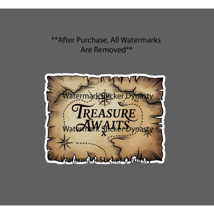 Treasure Map Sticker Waterproof Decal Treasure Awaits Pirate Movie TV Gift NEW