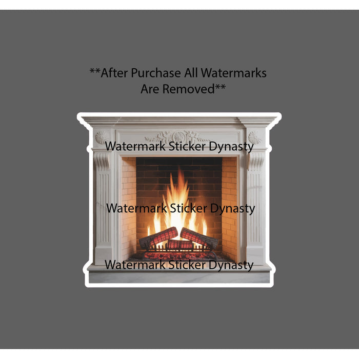 Fireplace Sticker Waterproof Decal Fire Flames Cozy Home Heat Love Gift NEW