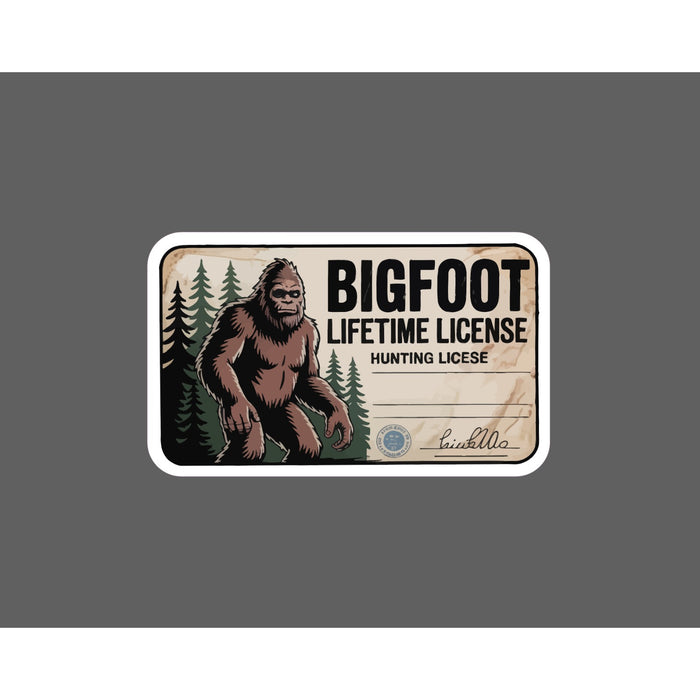 Bigfoot Hunting License Sticker Waterproof Decal Outdoor Funny Gift NEW