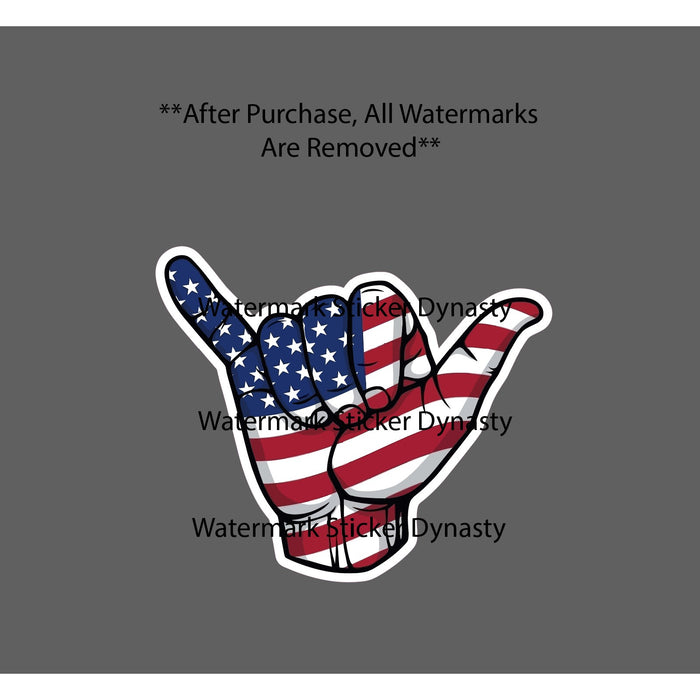 Hang Loose American Flag Sticker Waterproof Decal Shaka USA America Gift NEW