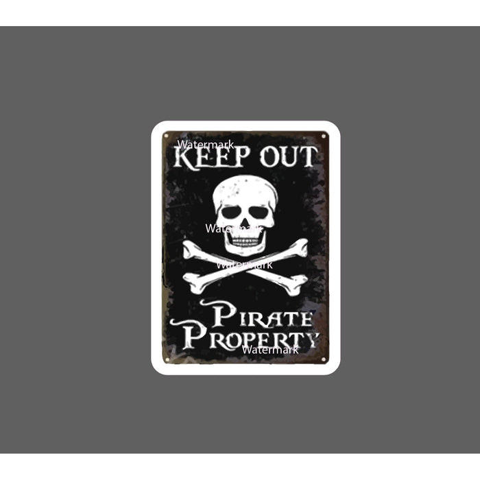 Pirate Property Sticker Keep Out Skull NEW
