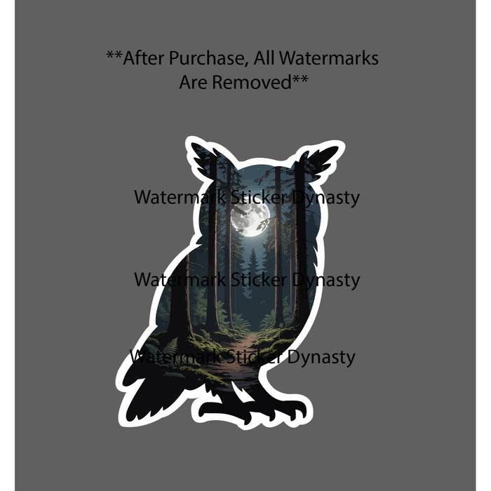 Owl Sticker Waterproof Decal Nature Scene Moon Woods Wildlife Gift Night NEW
