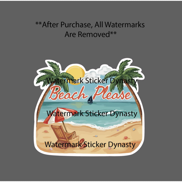 Beach Please Sticker Waterproof Decal Outdoor Ocean Scene Wild Peace Gift NEW