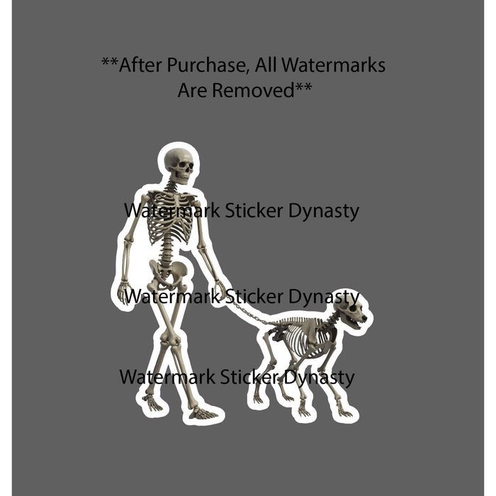 Skeleton Walking Dog Sticker Waterproof Decal Bones Horror Friend Death Gift NEW