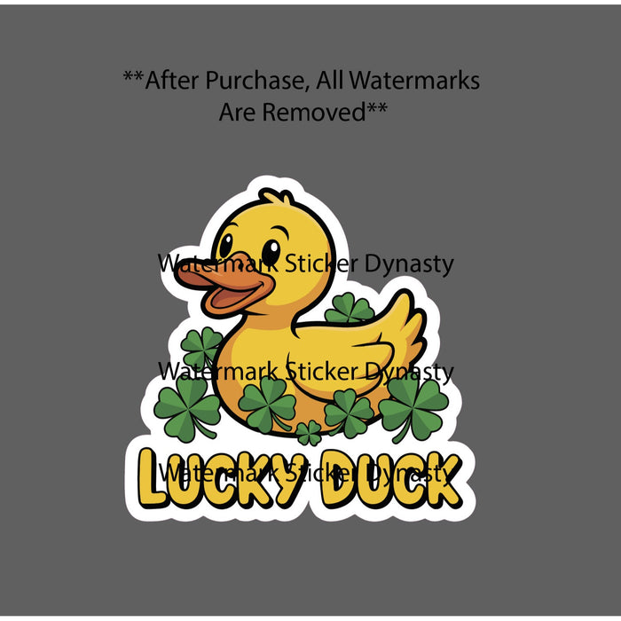 Lucky Duck Sticker Waterproof Decal 4 Leaf Clover Rubber Duck Gift NEW
