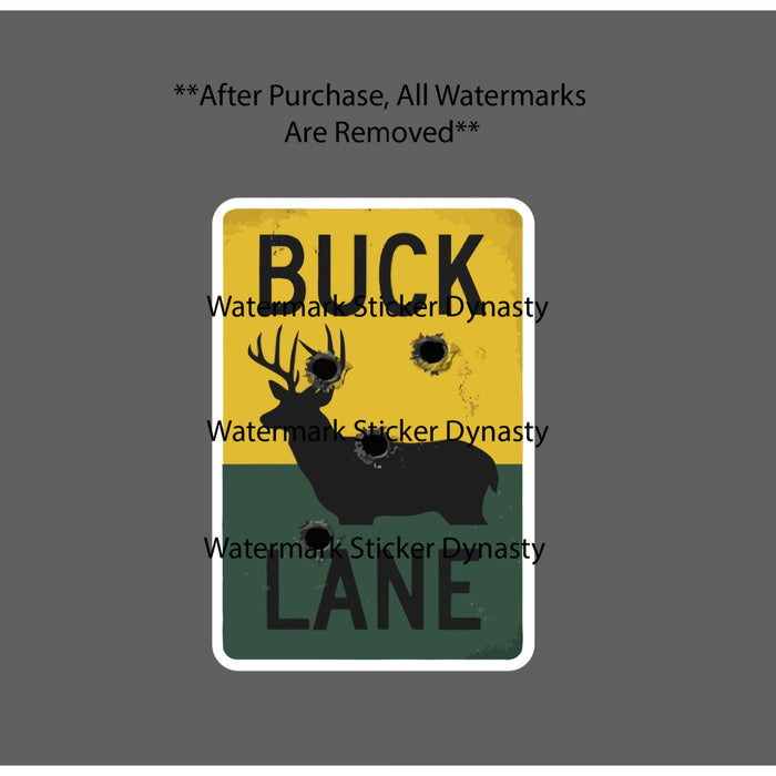 Buck Lane Sticker Waterproof Decal Hunting Outdoor Sign Retro Bullet Holes NEW