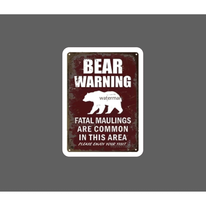 Bear Warning Sticker Fatal Maulings