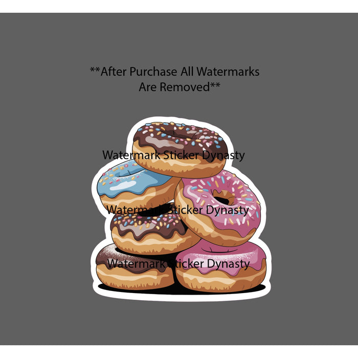 Donuts Sticker Waterproof Decal Food Breakfast Sugar Sprinkles Dessert Gift NEW