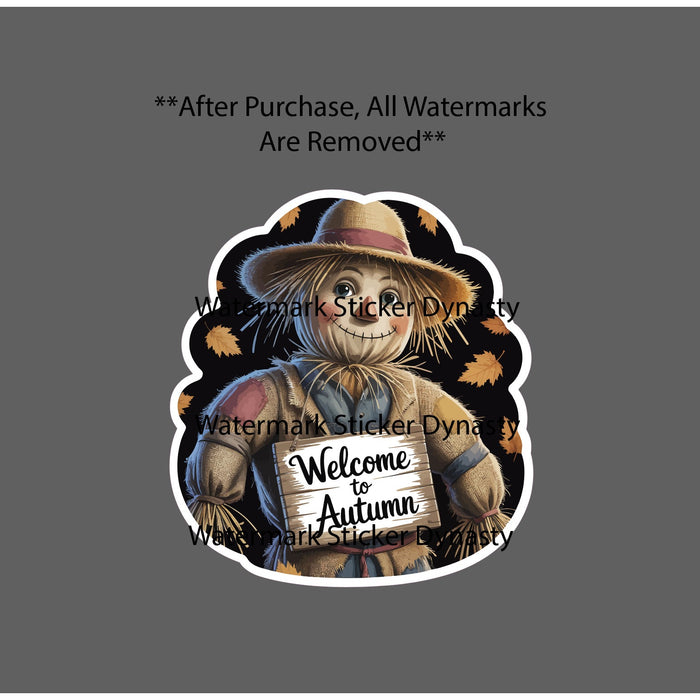 Scarecrow Sticker Waterproof Decal Autumn Sign Fall Leaves Gift NEW
