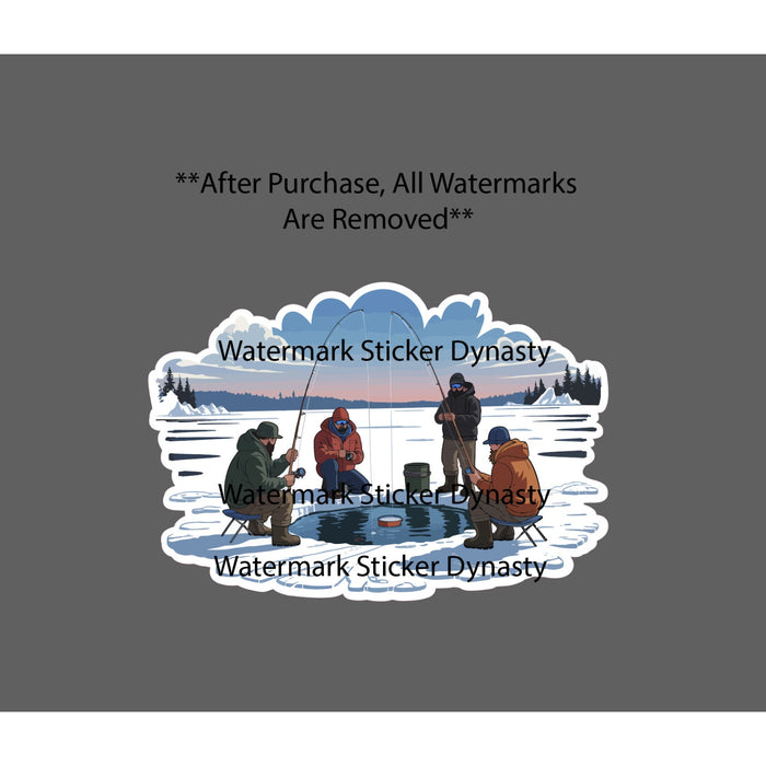 Ice Fishing Sticker Waterproof Decal Outdoor Fish Nature Wild River Gift NEW
