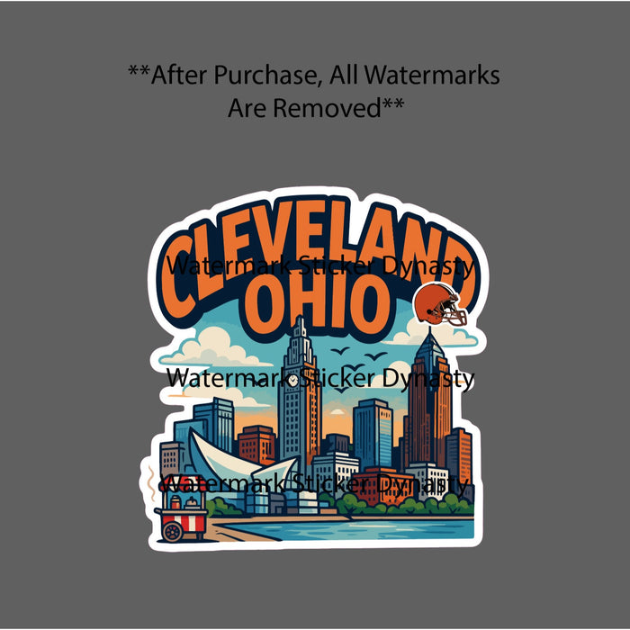 Cleveland Ohio Sticker Waterproof Decal Sports City Travel Skyline Gift NEW