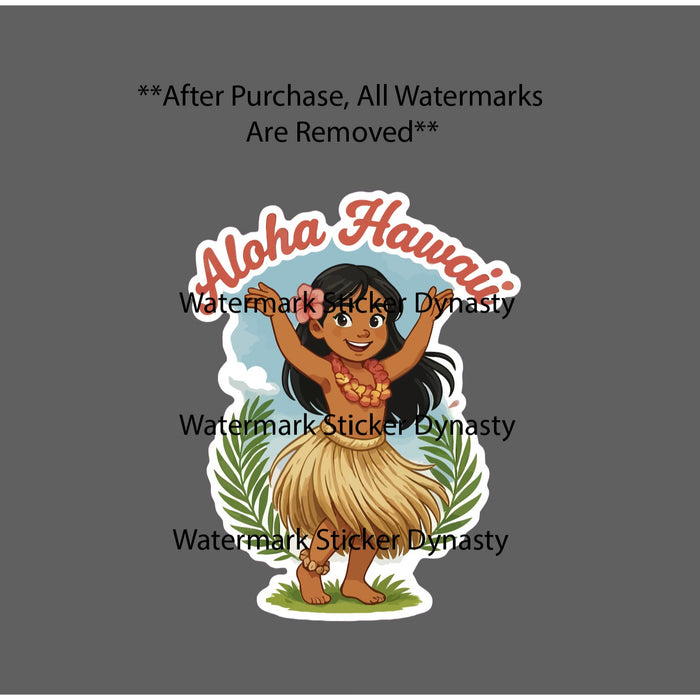 Aloha Hawaii Sticker Waterproof Decal Hula Girl Travel Hibiscus Flower Gift NEW