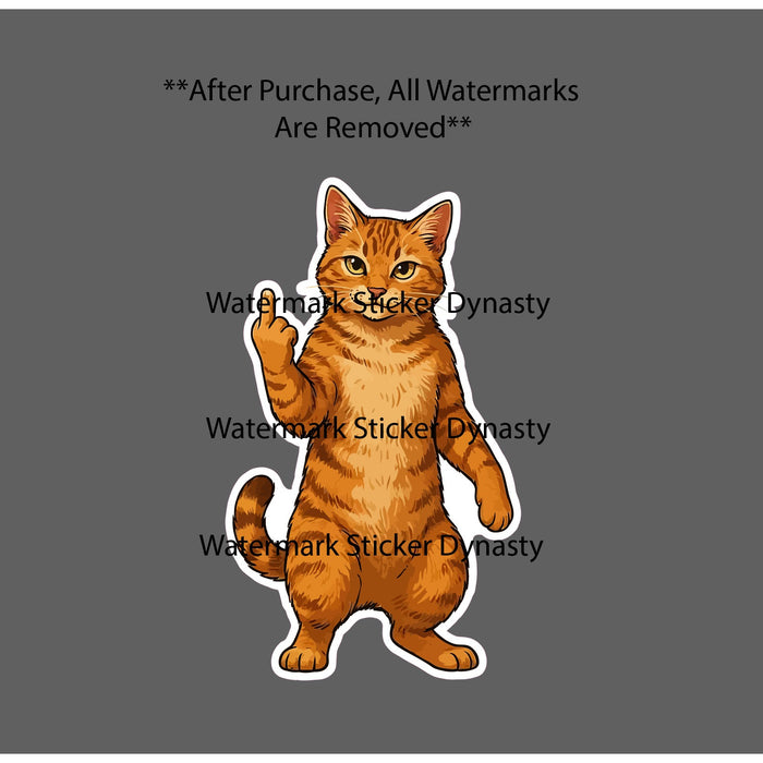 Cat Middle Finger Sticker Waterproof Decal Cartoon Art Funny The Bird Gift NEW