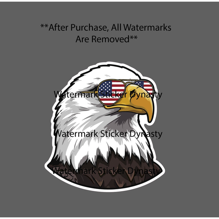 Bald Eagle USA Sunglasses Sticker Waterproof Decal America Patriotic Gift NEW