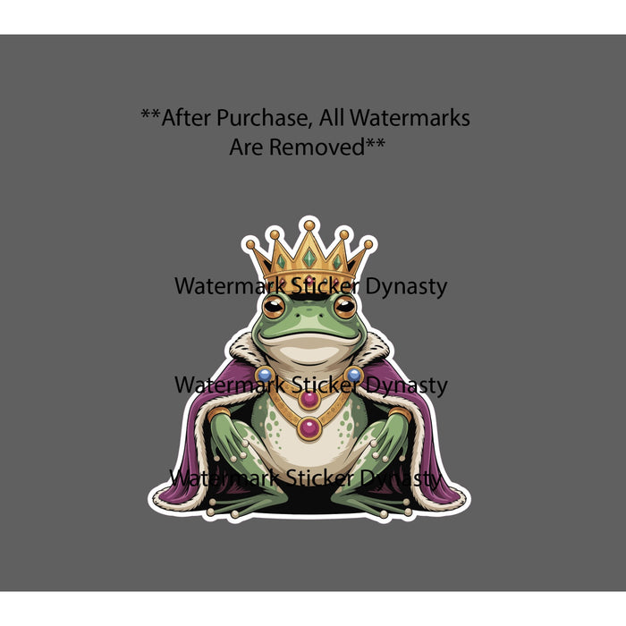 Frog King Sticker Waterproof Decal Animal Realistic Crown Animal Movie Gift NEW
