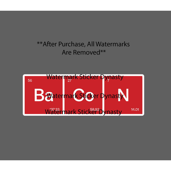 Bacon Sticker Waterproof Decal Elemental Chart Elements Funny Food Gift NEW