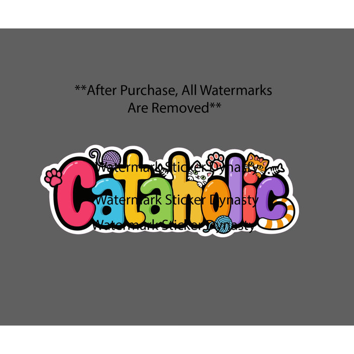Cataholic Sticker Waterproof Decal Cats Animal Pet Love Animal Paw Gift NEW