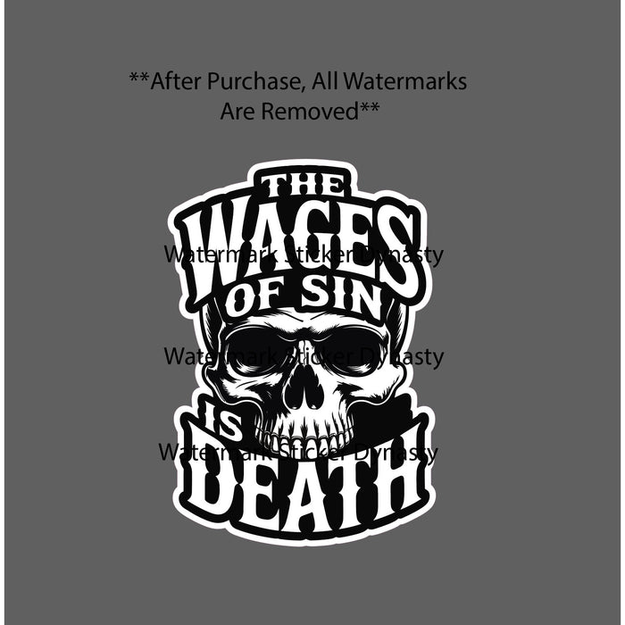 The Wages Of Sin Is Death Sticker Waterproof Decal Bible Jesus Faith Gift NEW