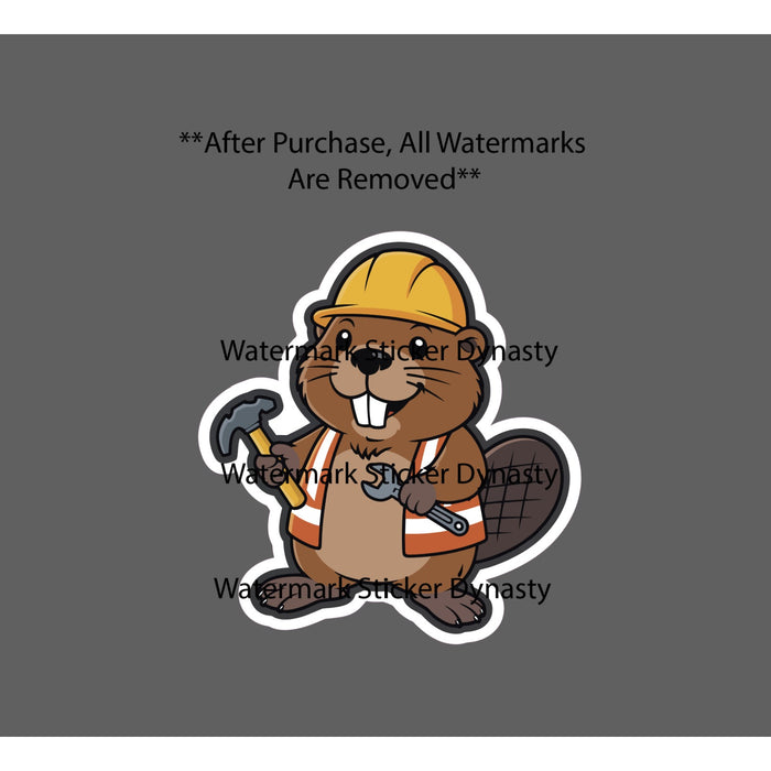 Bever Sticker Waterproof Decal Construction Worker Animal Funny Cartoon Gift NEW