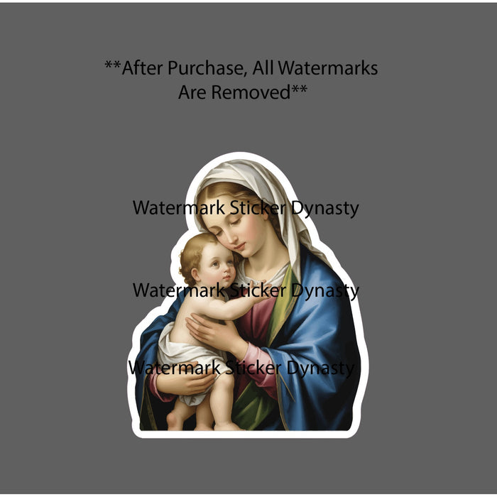 Mary Baby Jesus Sticker Waterproof Decal Bible Christian Faith Gift NEW