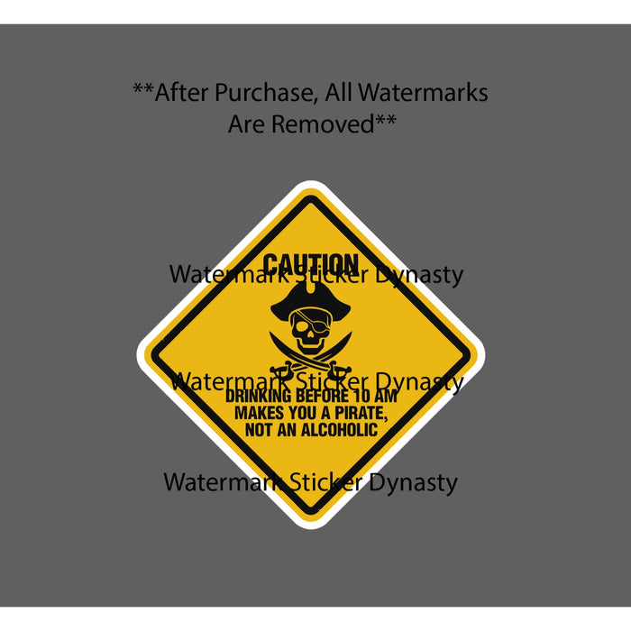 Drinking Pirate Sticker Waterproof Decal Alcoholic Rum Nautical Caution Gift NEW