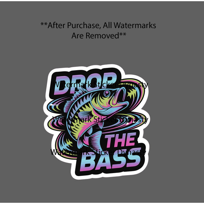 Drop The Bass Sticker Waterproof Decal Fish Fishing Music Party Neon Gift NEW