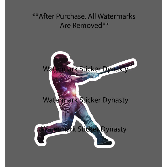 Baseball Player Galaxy Sticker Waterproof Decal Space Dreams Swing Gift NEW