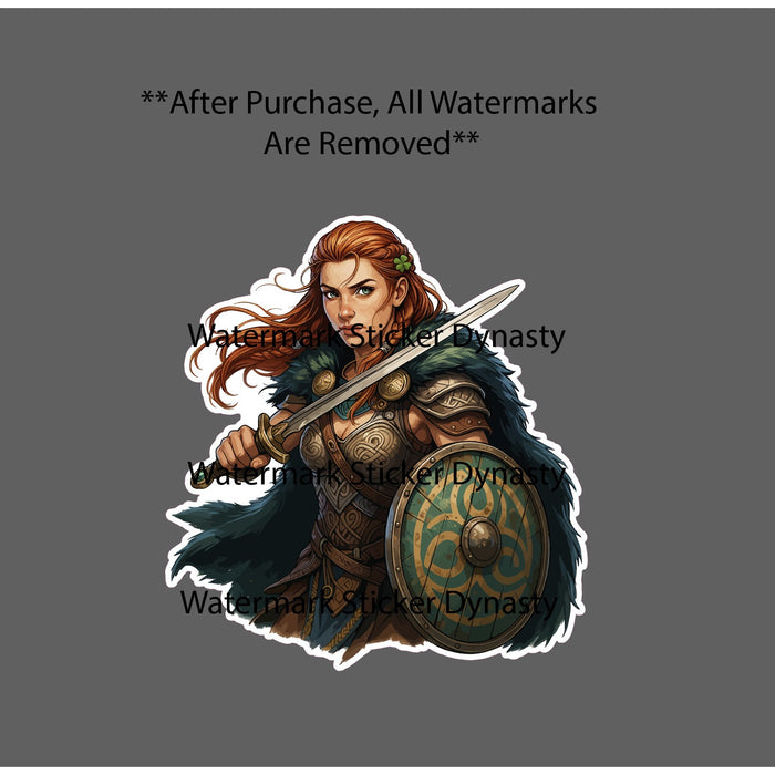 Celtic Warrior Sticker Waterproof Decal Beauty Irish Scotland Red Hair Gift NEW