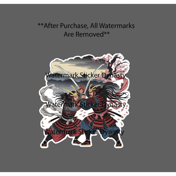 Samurai Battle Sticker Waterproof Decal Japan Warrior Soldier Katanas Gift NEW