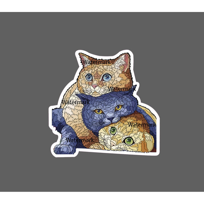Cats Snuggling Sticker Mosiac Waterproof