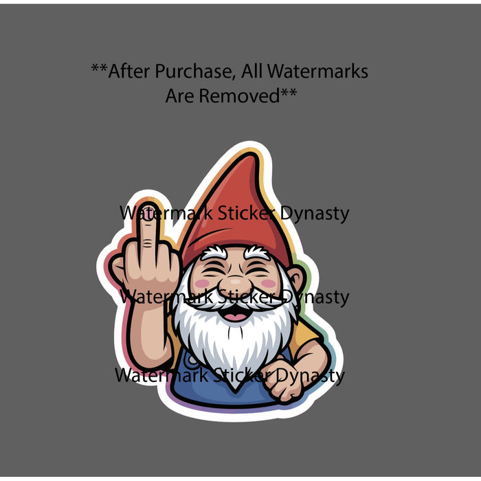 Gnome Middle Finger Sticker Waterproof Decal Funny Humor Garden Yard Gift NEW