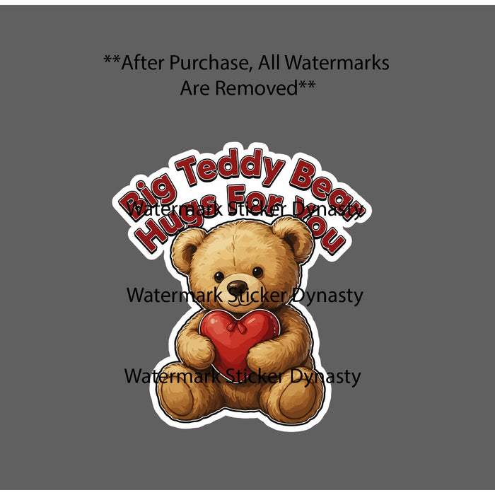 Big Teddy Bear Hugs Sticker Waterproof Decal Teddy Bear Plush Heart Gift NEW