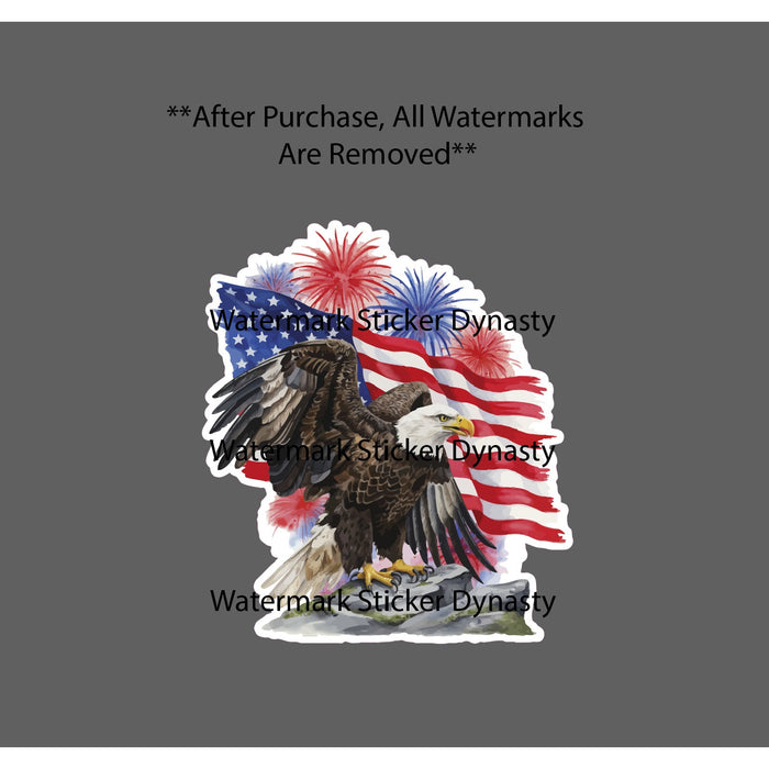 Bald Eagle Fireworks Sticker Waterproof Decal American Flag USA Art Gift NEW
