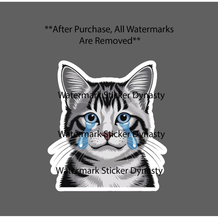 Crying Cat Sticker Waterproof Decal Sad Meme Animal Pet Friend Gift NEW